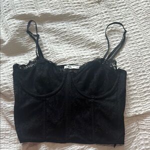 Zara Black Lace Women's corset top